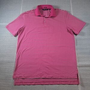 Polo Golf Ralph Lauren Performance Men's XL Polo Shirt White Pink Striped PREPPY